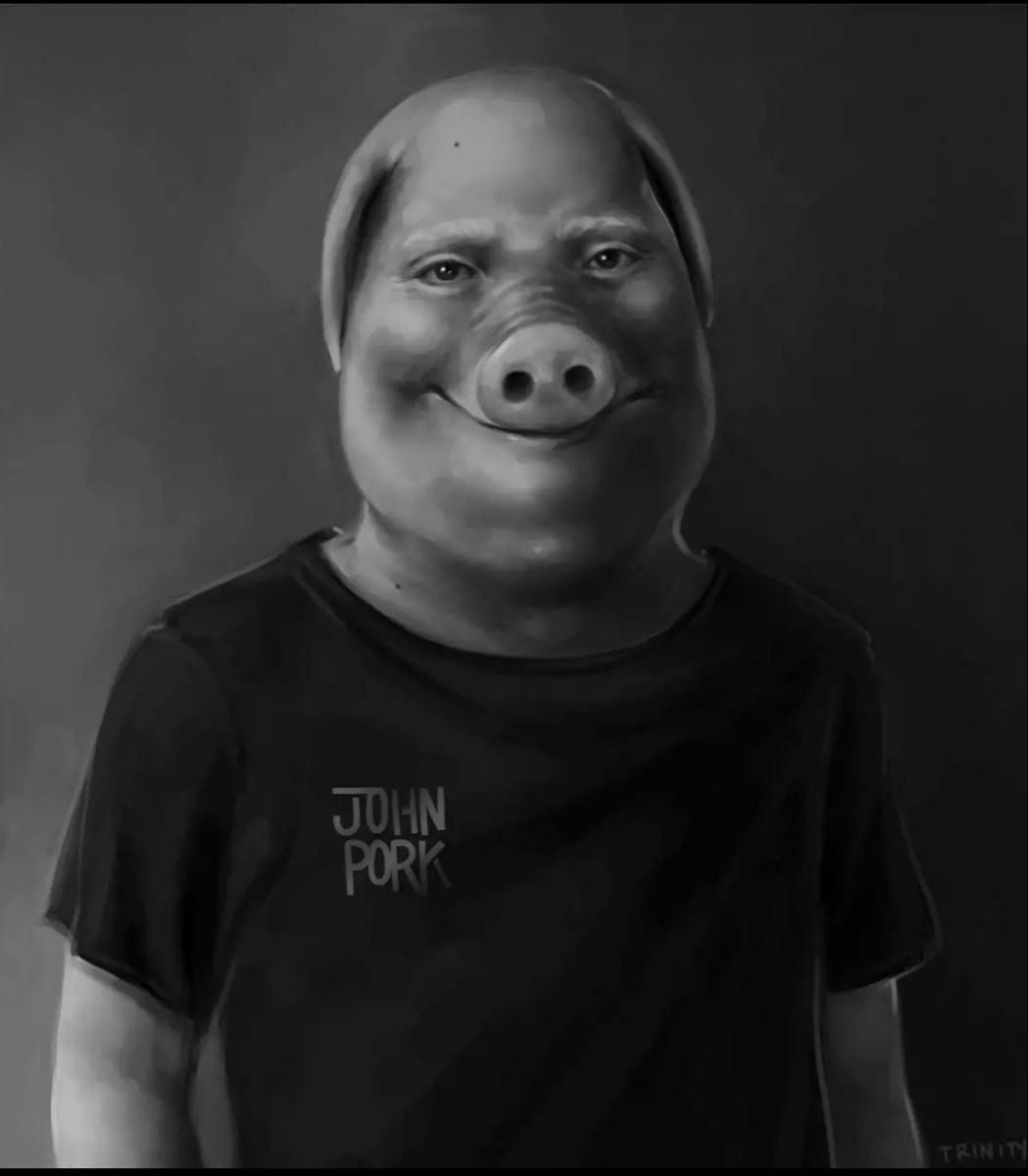 A Black And White Photo Of A Person Wearing A Pig Mask With The Words nad-van-husa-recept-pork-kale-stir-fry-pork-chops