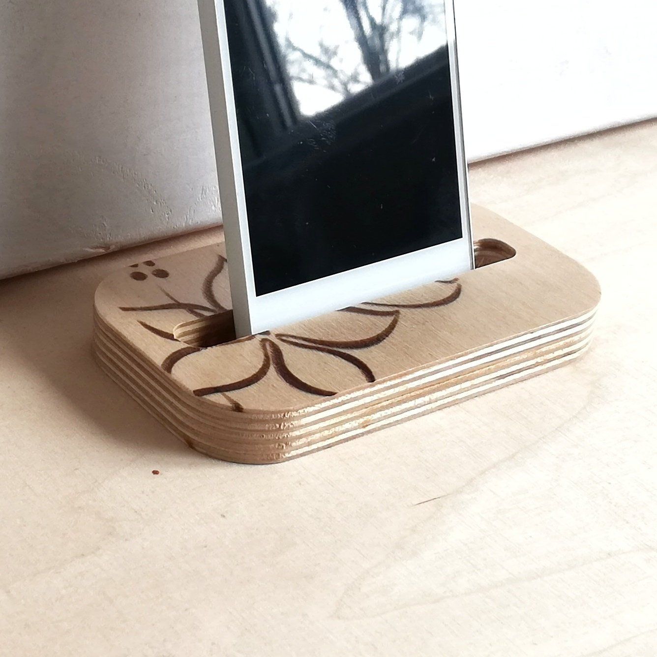 Wooden Multi Device Organizer Charging Station Dock Holder