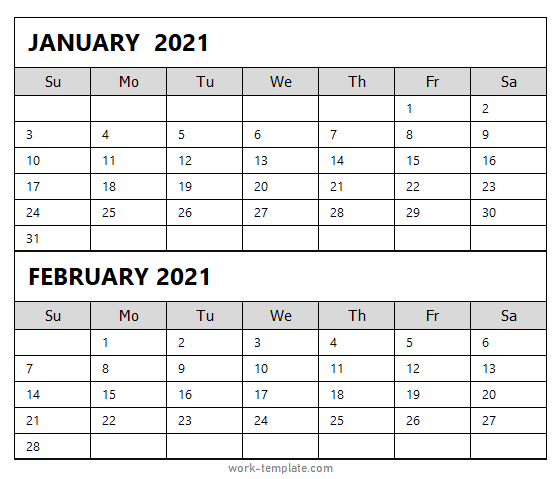 Two Month January February 2021 Calendar Template With Holidays In 2020 2021 Calendar Calendar Template Holiday Calendar Printable february 2021 calendar national