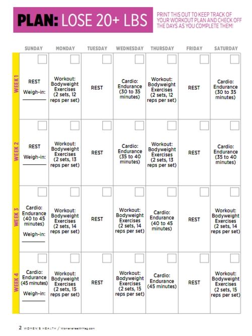 weight loss planning calendar