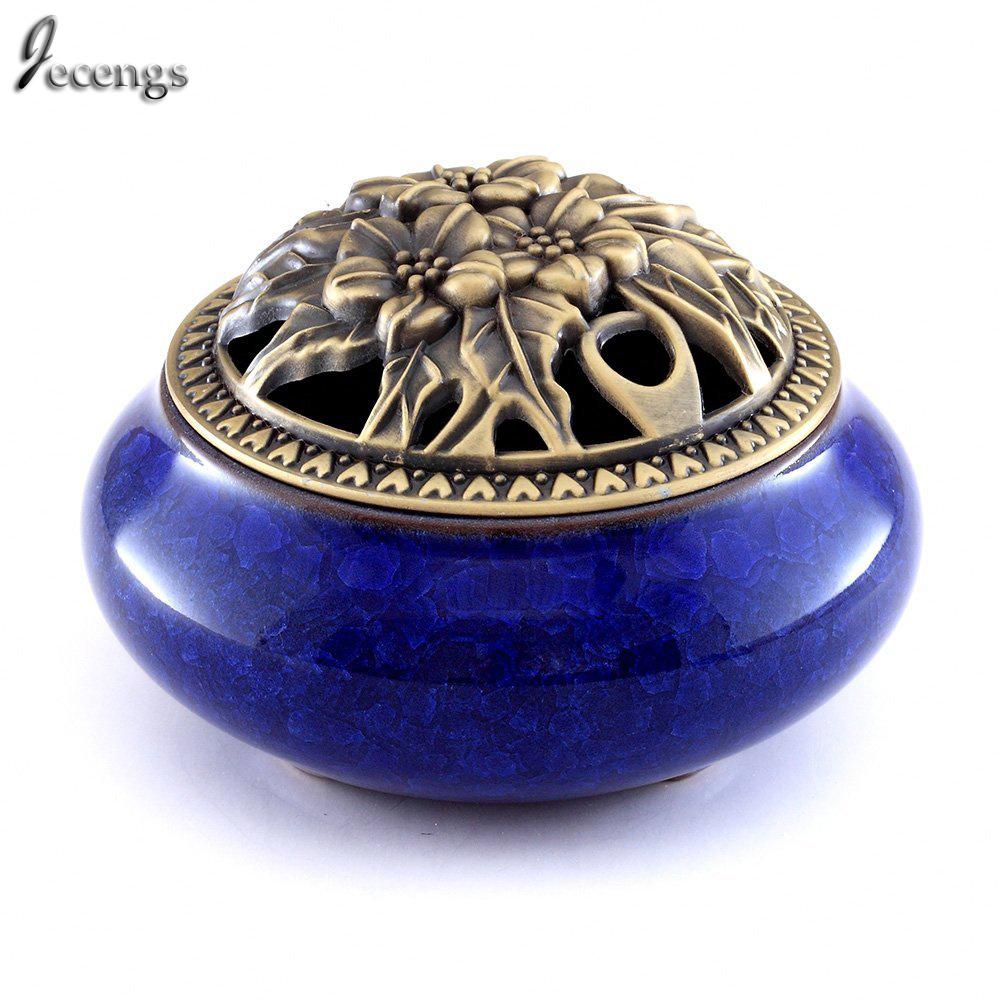 Govinda Small Decorated Brass Charcoal Screen Incense Burner with Wooden Coaster Govinda®