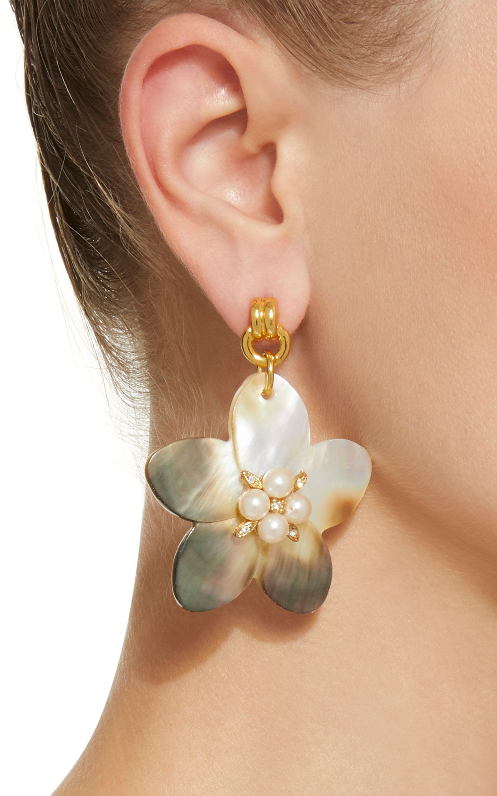 Muse Mother Of Pearl And Crystal Earrings By Brinker Eliza Moda Operandi Crystal Earrings Earrings Turquoise Earrings